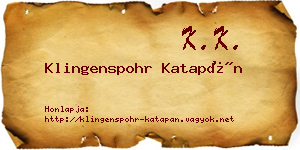 Klingenspohr Katapán névjegykártya
